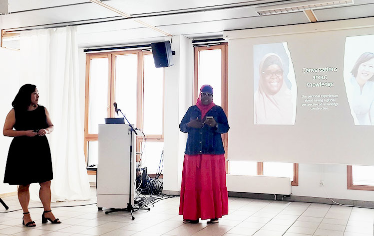 Student Tamara Rodney and Professor Yin Lam Lee-Johnson present in Geneva.