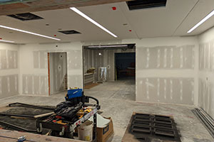 First floor room under construction in the Sverdrup Complex