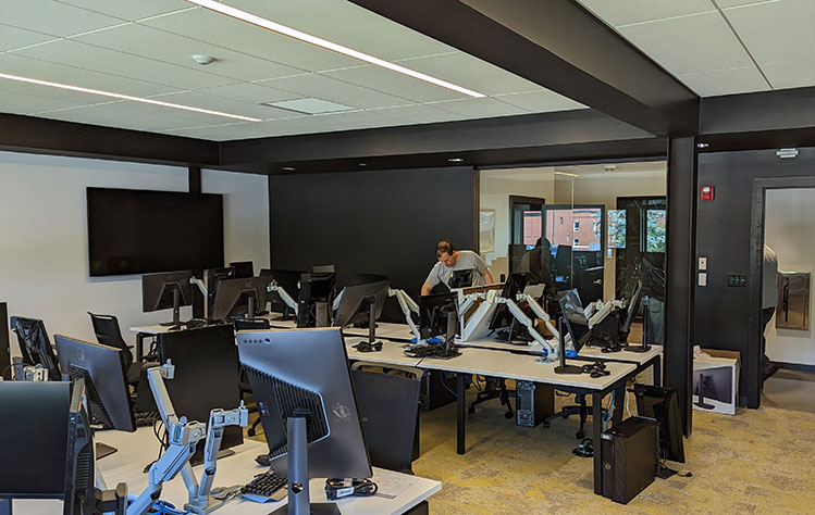 A completed newly renovated classroom in the Sverdrup Complex