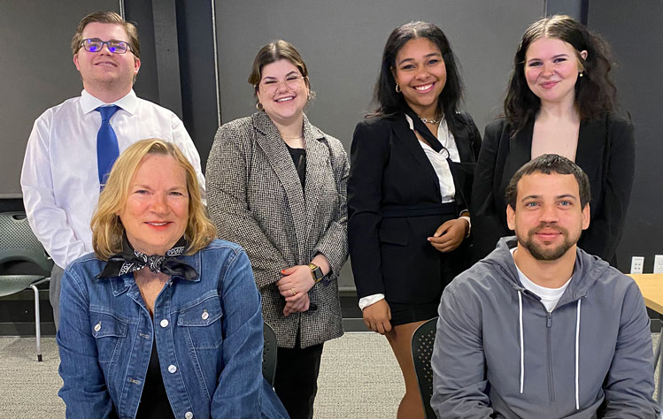Front row, left to right: Mary Dean, Urban Tech Hero marketing director, and Danny DeJesus, Urban Tech Hero founder. Back row: Garrett Dohlke, Madelyn Randazzo, McKaylah Bell, and Laine Sulz, account executive. 