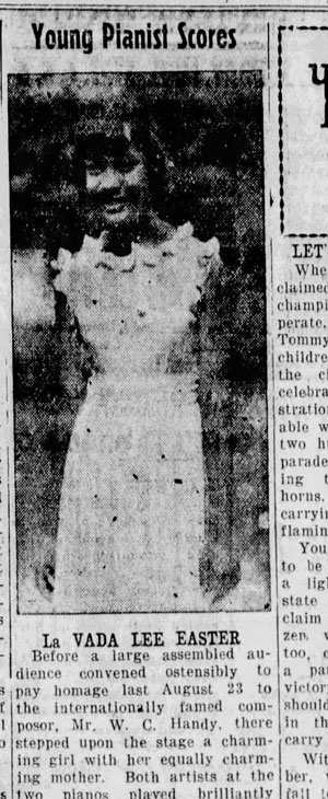 Vada Lee Easter in the St. Louis Argus in 1937