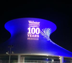 Centennial Kickoff Webster University lit up the city for the Centennial kickoff.
