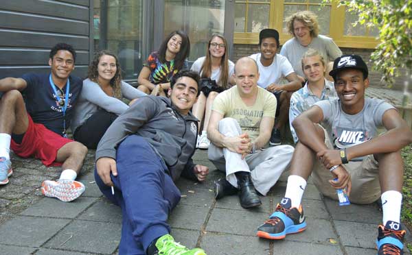 Students during orientation at Webster Leiden's Living and Learning Center