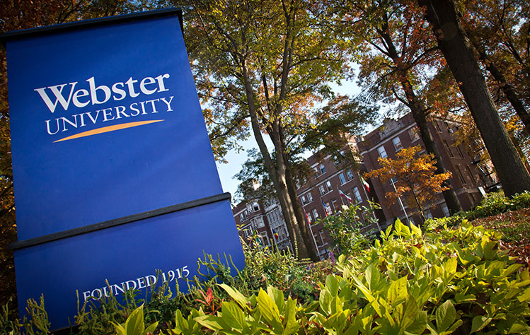 Webster University's front entrance