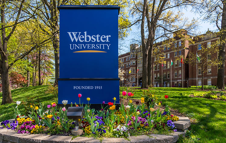 Webster University's sign
